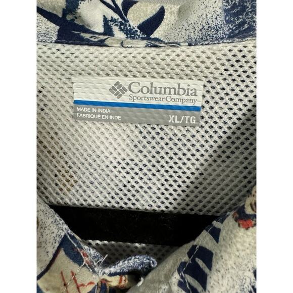 Columbia PFG Mens Blue Short Sleeve Button Up Tackle Shop Hula AOP Size XL - Picture 3 of 6